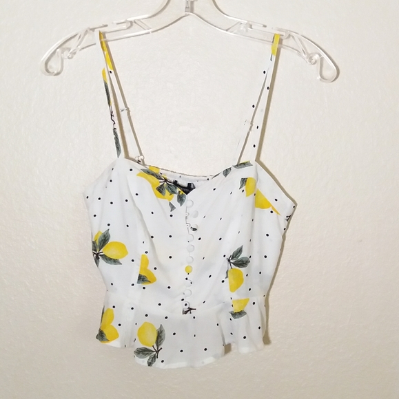 Forever 21 Tops - Lemon Print Peplum Crop Top NWT
